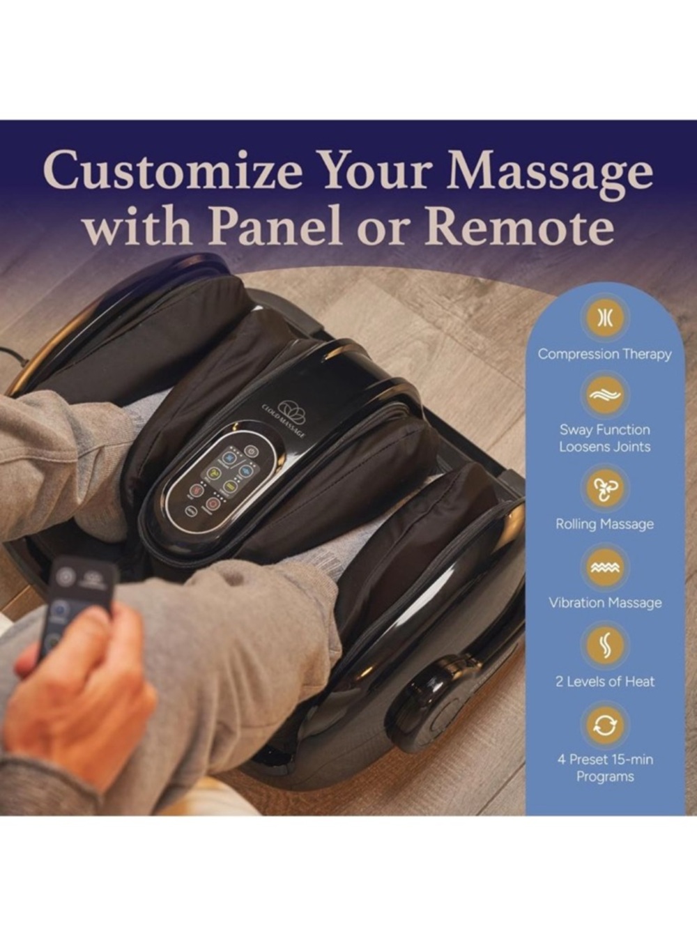 Cloud Foot and Calf Massager with Remote - Black